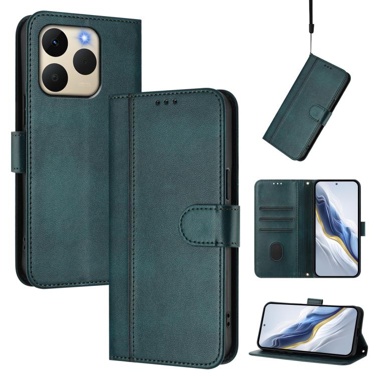 Line Splicing Buckle Retro Leather Phone Case, For Realme P4 5G, For Realme 15T 5G Global, For Realme 15 5G / 15 Pro 5G Global, For Realme C71 4G Global, For Realme V70 5G / C75 5G, For Realme Narzo 80 Pro / 14 Pro 5G India                             ...