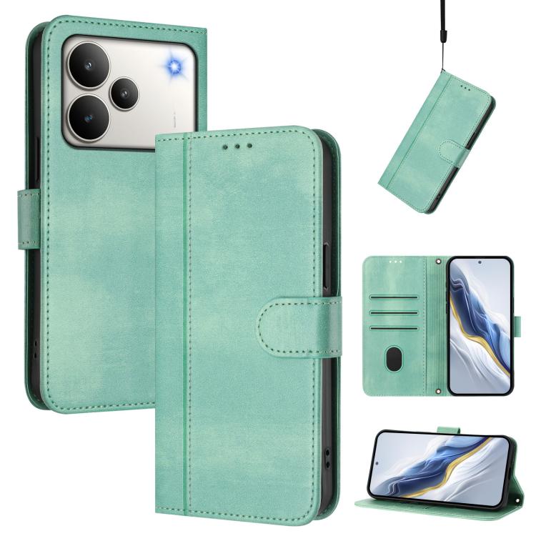 Line Splicing Buckle Retro Leather Phone Case, For Realme P4x 5G / OnePlus Nord CE6 Lite, For Realme 16T 5G Global, For Realme C100 5G, For Realme P4 Power 5G, For Realme Note 80 4G Global, For Realme C83 5G India, For Realme 16 5G Global              ...