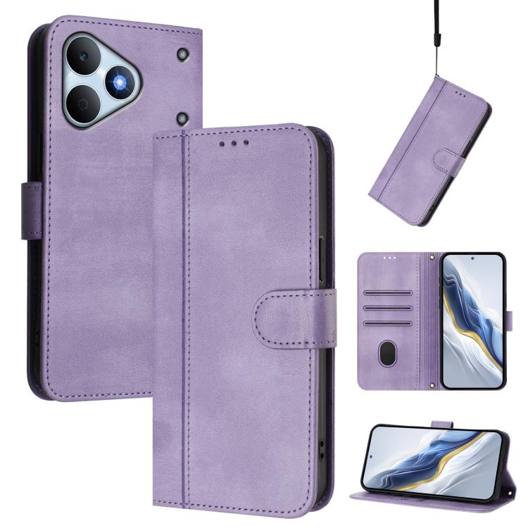 Line Splicing Buckle Retro Leather Phone Case, For Realme P4x 5G / OnePlus Nord CE6 Lite, For Realme 16T 5G Global, For Realme C100 5G, For Realme P4 Power 5G, For Realme Note 80 4G Global, For Realme C83 5G India, For Realme 16 5G Global              ...
