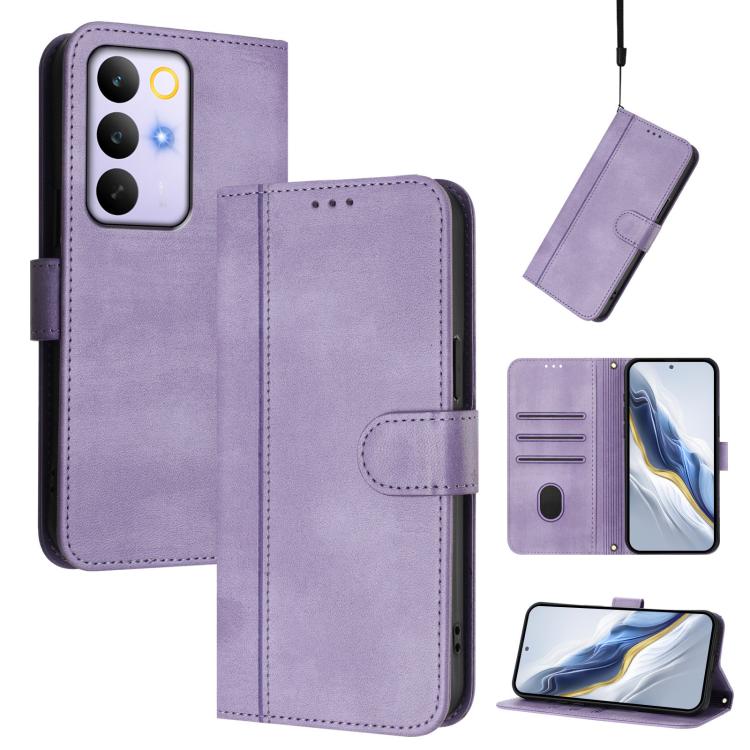 Line Splicing Buckle Retro Leather Phone Case, For Realme P4x 5G / OnePlus Nord CE6 Lite, For Realme 16T 5G Global, For Realme C100 5G, For Realme P4 Power 5G, For Realme Note 80 4G Global, For Realme C83 5G India, For Realme 16 5G Global              ...