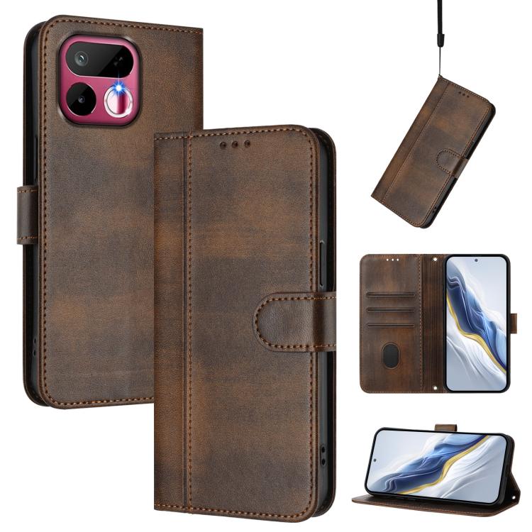 Line Splicing Buckle Retro Leather Phone Case, For Realme P4x 5G / OnePlus Nord CE6 Lite, For Realme 16T 5G Global, For Realme C100 5G, For Realme P4 Power 5G, For Realme Note 80 4G Global, For Realme C83 5G India, For Realme 16 5G Global              ...