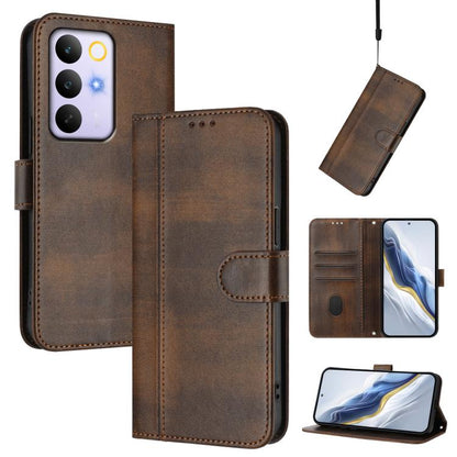 Line Splicing Buckle Retro Leather Phone Case, For Realme P4x 5G / OnePlus Nord CE6 Lite, For Realme 16T 5G Global, For Realme C100 5G, For Realme P4 Power 5G, For Realme Note 80 4G Global, For Realme C83 5G India, For Realme 16 5G Global              ...