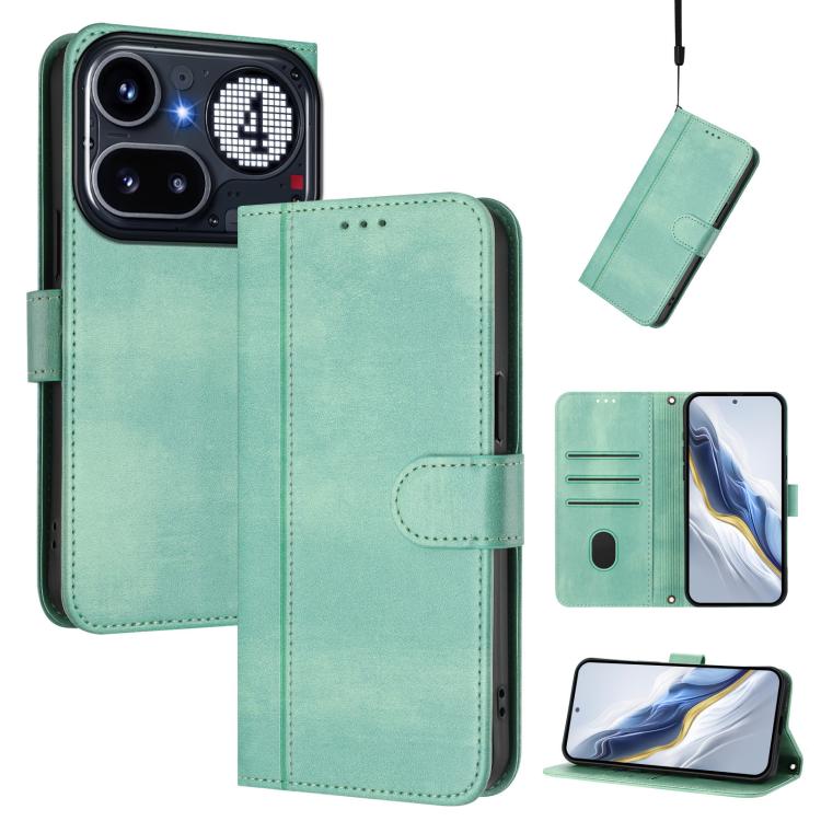 Line Splicing Buckle Retro Leather Phone Case, For Nothing Phone 4a Pro, For Nothing Phone 4a, For Nothing Phone 3a, For Nothing Phone 3a Pro, For Nothing CMF Phone 1, For Nothing Phone 2a