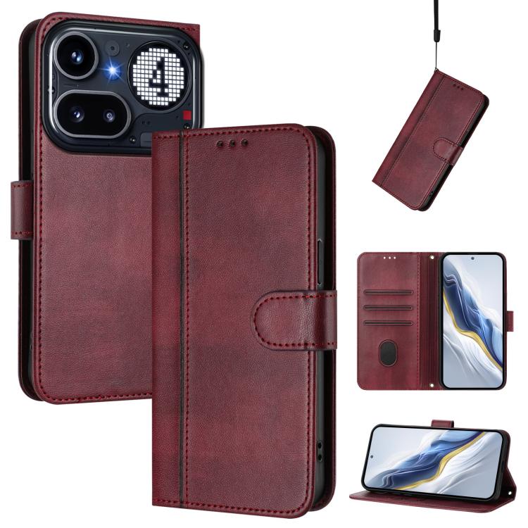Line Splicing Buckle Retro Leather Phone Case, For Nothing Phone 4a Pro, For Nothing Phone 4a, For Nothing Phone 3a, For Nothing Phone 3a Pro, For Nothing CMF Phone 1, For Nothing Phone 2a
