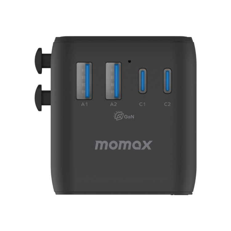 MOMAX UA23 1-World 2 4-Port Mini Universal Travel GaN Charger 100W with Dual AC, UA23D