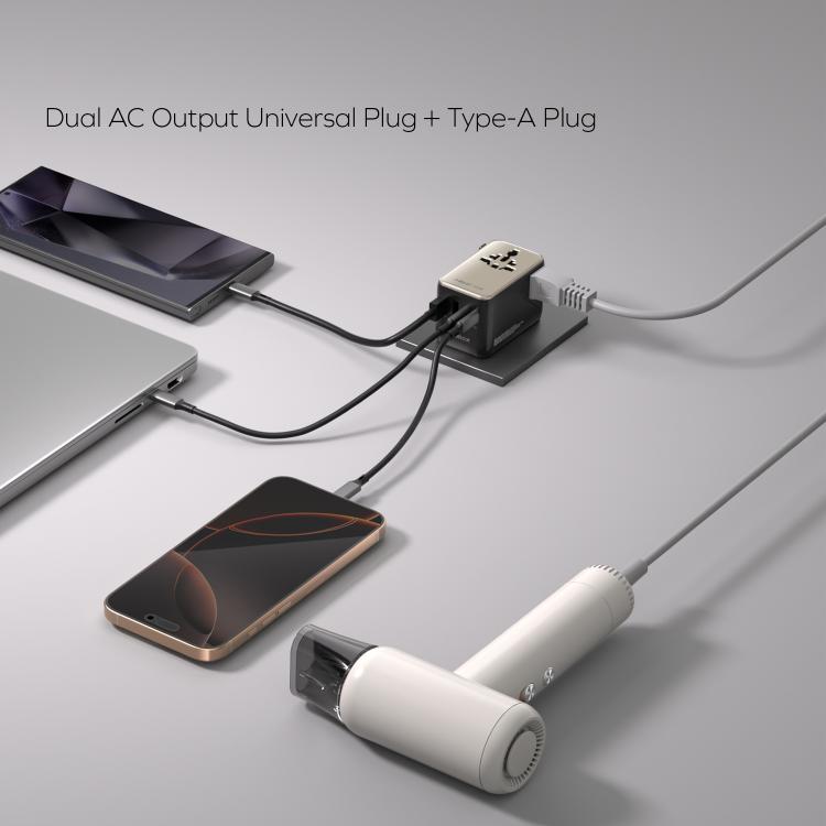 MOMAX UA23 1-World 2 4-Port Mini Universal Travel GaN Charger 100W with Dual AC, UA23D