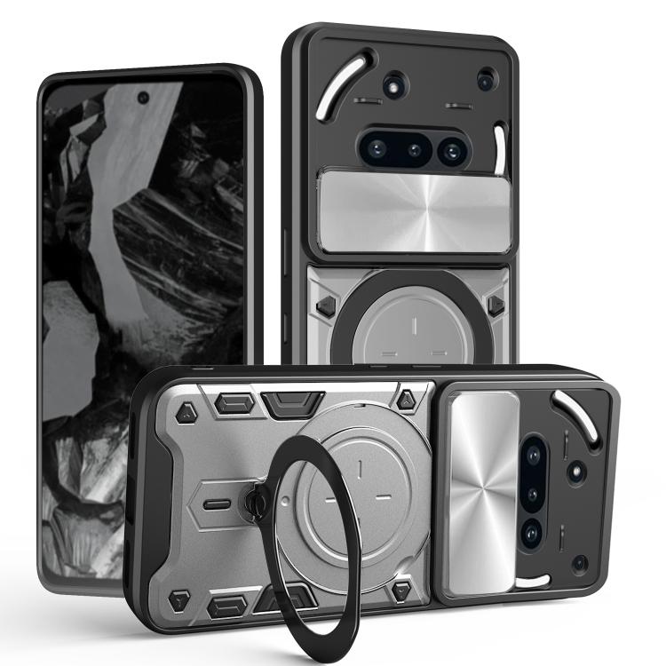 CD Texture Sliding Camshield Magnetic Holder Phone Case, For Nothing Phone 4a Pro, For Nothing Phone 4a, For Nothing CMF Phone 2 Pro, For Nothing Phone 3a, For Nothing Phone 3a Pro