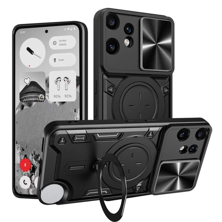 CD Texture Sliding Camshield Magnetic Holder Phone Case, For Nothing Phone 4a Pro, For Nothing Phone 4a, For Nothing CMF Phone 2 Pro, For Nothing Phone 3a, For Nothing Phone 3a Pro