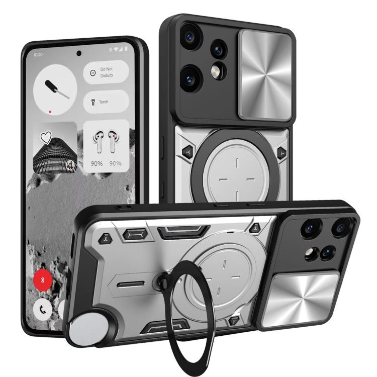 CD Texture Sliding Camshield Magnetic Holder Phone Case, For Nothing Phone 4a Pro, For Nothing Phone 4a, For Nothing CMF Phone 2 Pro, For Nothing Phone 3a, For Nothing Phone 3a Pro