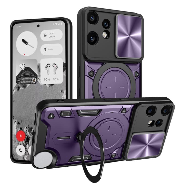 CD Texture Sliding Camshield Magnetic Holder Phone Case, For Nothing Phone 4a Pro, For Nothing Phone 4a, For Nothing CMF Phone 2 Pro, For Nothing Phone 3a, For Nothing Phone 3a Pro