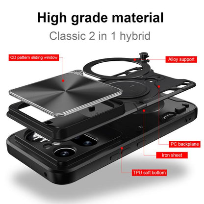 CD Texture Sliding Camshield Magnetic Holder Phone Case, For Nothing Phone 4a Pro, For Nothing Phone 4a, For Nothing CMF Phone 2 Pro, For Nothing Phone 3a, For Nothing Phone 3a Pro