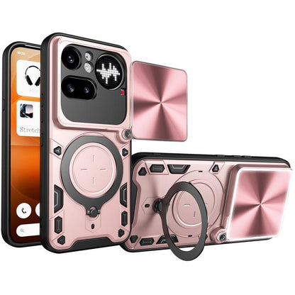 CD Texture Sliding Camshield Magnetic Holder Phone Case, For Nothing Phone 4b, For Nothing Phone 4a Pro, For Nothing Phone 4a, For Nothing CMF Phone 2 Pro, For Nothing Phone 3a, For Nothing Phone 3a Pro