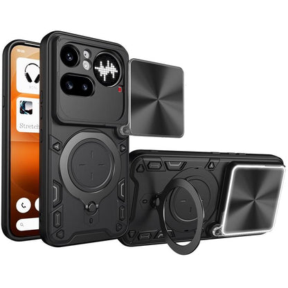 CD Texture Sliding Camshield Magnetic Holder Phone Case, For Nothing Phone 4b, For Nothing Phone 4a Pro, For Nothing Phone 4a, For Nothing CMF Phone 2 Pro, For Nothing Phone 3a, For Nothing Phone 3a Pro