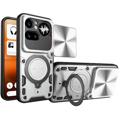 CD Texture Sliding Camshield Magnetic Holder Phone Case, For Nothing Phone 4b, For Nothing Phone 4a Pro, For Nothing Phone 4a, For Nothing CMF Phone 2 Pro, For Nothing Phone 3a, For Nothing Phone 3a Pro