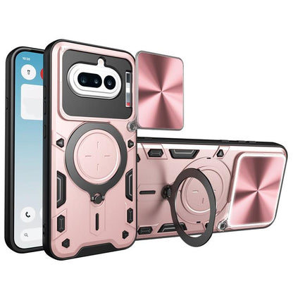 CD Texture Sliding Camshield Magnetic Holder Phone Case, For Nothing Phone 4b, For Nothing Phone 4a Pro, For Nothing Phone 4a, For Nothing CMF Phone 2 Pro, For Nothing Phone 3a, For Nothing Phone 3a Pro