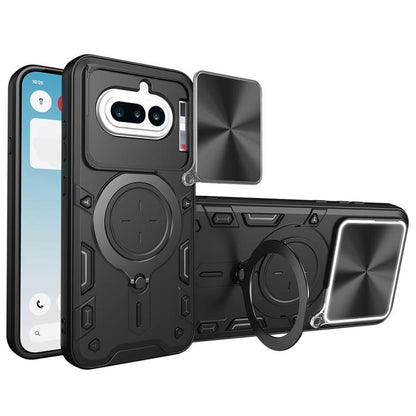 CD Texture Sliding Camshield Magnetic Holder Phone Case, For Nothing Phone 4b, For Nothing Phone 4a Pro, For Nothing Phone 4a, For Nothing CMF Phone 2 Pro, For Nothing Phone 3a, For Nothing Phone 3a Pro