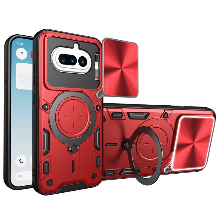 CD Texture Sliding Camshield Magnetic Holder Phone Case, For Nothing Phone 4b, For Nothing Phone 4a Pro, For Nothing Phone 4a, For Nothing CMF Phone 2 Pro, For Nothing Phone 3a, For Nothing Phone 3a Pro