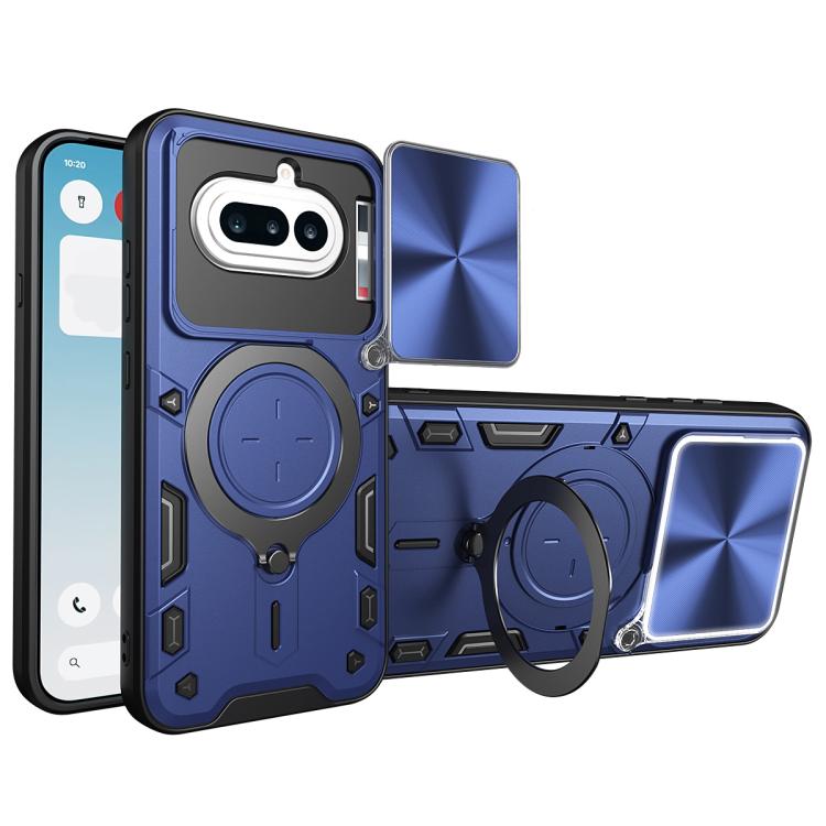 CD Texture Sliding Camshield Magnetic Holder Phone Case, For Nothing Phone 4b, For Nothing Phone 4a Pro, For Nothing Phone 4a, For Nothing CMF Phone 2 Pro, For Nothing Phone 3a, For Nothing Phone 3a Pro