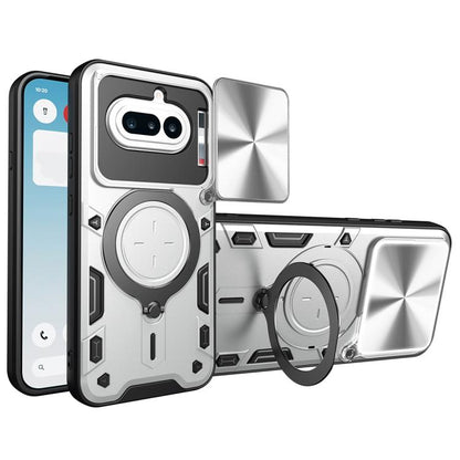 CD Texture Sliding Camshield Magnetic Holder Phone Case, For Nothing Phone 4b, For Nothing Phone 4a Pro, For Nothing Phone 4a, For Nothing CMF Phone 2 Pro, For Nothing Phone 3a, For Nothing Phone 3a Pro