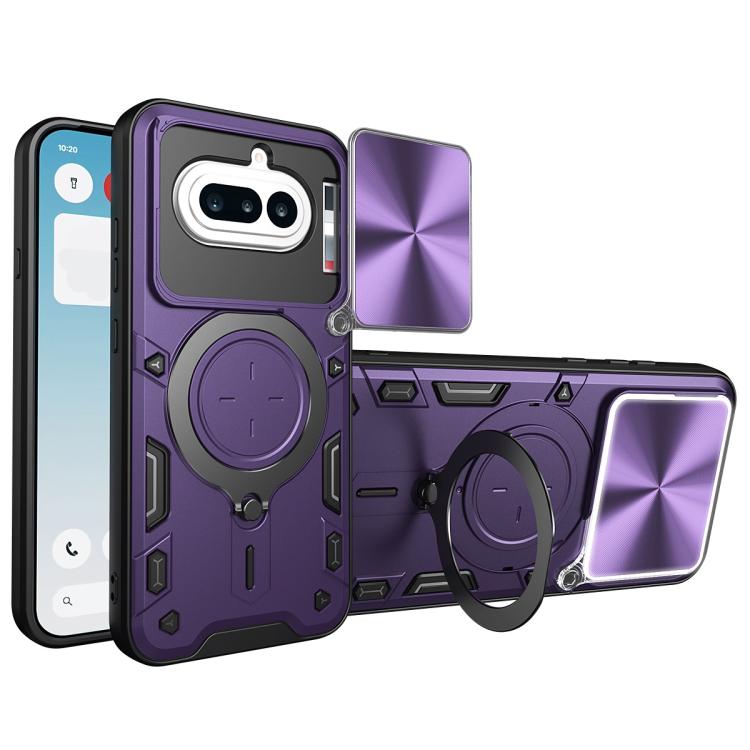 CD Texture Sliding Camshield Magnetic Holder Phone Case, For Nothing Phone 4a Pro, For Nothing Phone 4a, For Nothing CMF Phone 2 Pro, For Nothing Phone 3a, For Nothing Phone 3a Pro