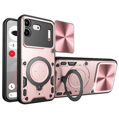 CD Texture Sliding Camshield Magnetic Holder Phone Case, For Nothing Phone 4b, For Nothing Phone 4a Pro, For Nothing Phone 4a, For Nothing CMF Phone 2 Pro, For Nothing Phone 3a, For Nothing Phone 3a Pro