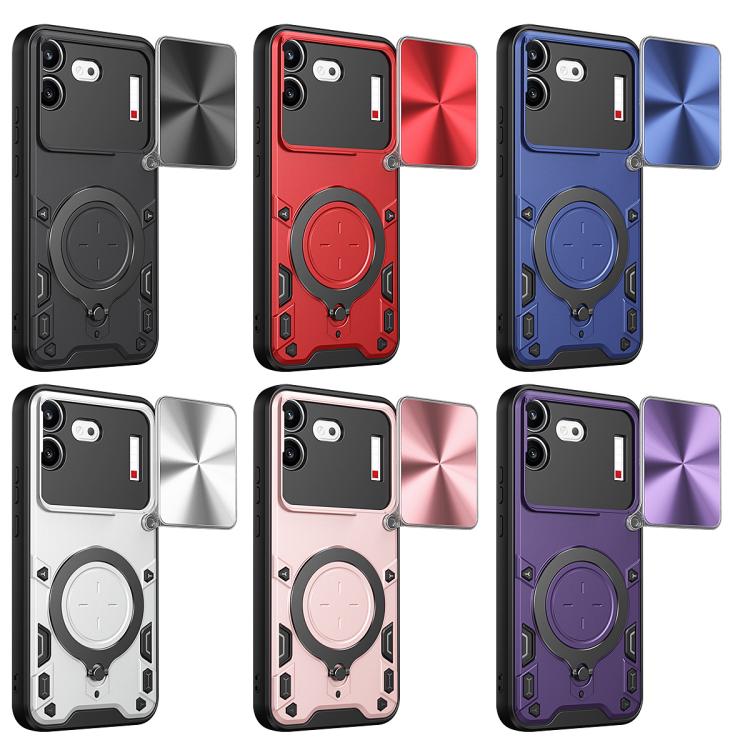 CD Texture Sliding Camshield Magnetic Holder Phone Case, For Nothing Phone 4b, For Nothing Phone 4a Pro, For Nothing Phone 4a, For Nothing CMF Phone 2 Pro, For Nothing Phone 3a, For Nothing Phone 3a Pro