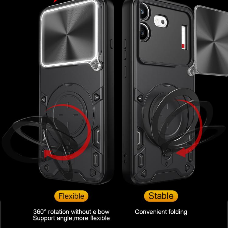 CD Texture Sliding Camshield Magnetic Holder Phone Case, For Nothing Phone 4b, For Nothing Phone 4a Pro, For Nothing Phone 4a, For Nothing CMF Phone 2 Pro, For Nothing Phone 3a, For Nothing Phone 3a Pro