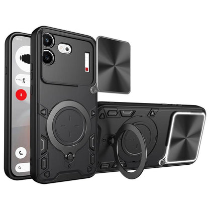 CD Texture Sliding Camshield Magnetic Holder Phone Case, For Nothing Phone 4b, For Nothing Phone 4a Pro, For Nothing Phone 4a, For Nothing CMF Phone 2 Pro, For Nothing Phone 3a, For Nothing Phone 3a Pro