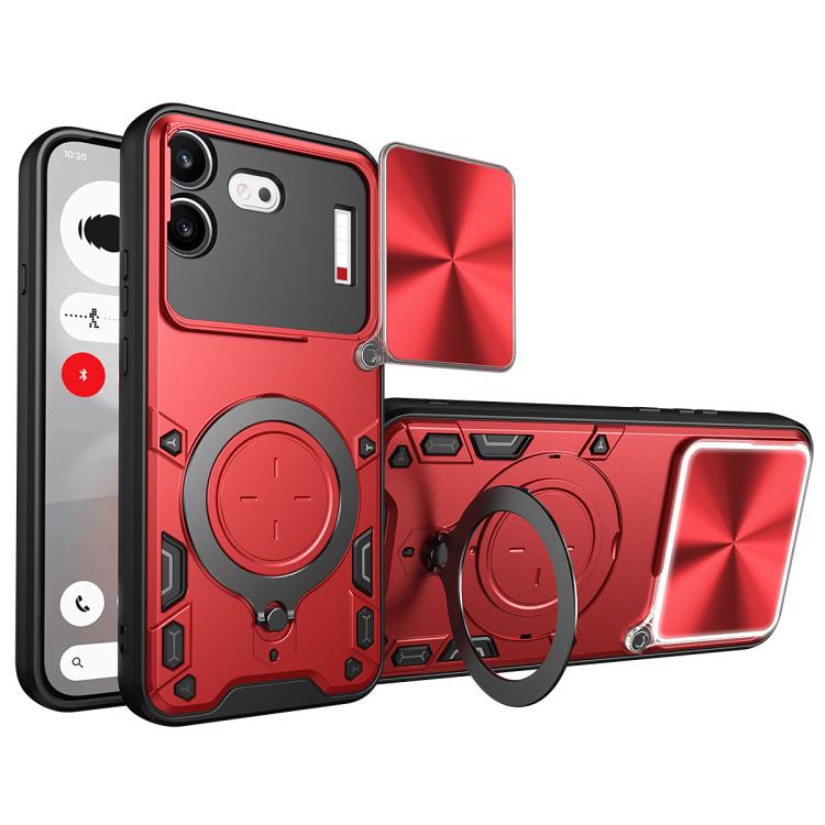 CD Texture Sliding Camshield Magnetic Holder Phone Case, For Nothing Phone 4b, For Nothing Phone 4a Pro, For Nothing Phone 4a, For Nothing CMF Phone 2 Pro, For Nothing Phone 3a, For Nothing Phone 3a Pro