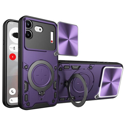 CD Texture Sliding Camshield Magnetic Holder Phone Case, For Nothing Phone 4b, For Nothing Phone 4a Pro, For Nothing Phone 4a, For Nothing CMF Phone 2 Pro, For Nothing Phone 3a, For Nothing Phone 3a Pro