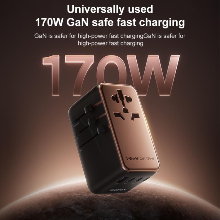 MOMAX UA17 1-World PD170W GaN Global Travel Fast Charging Socket, UA17