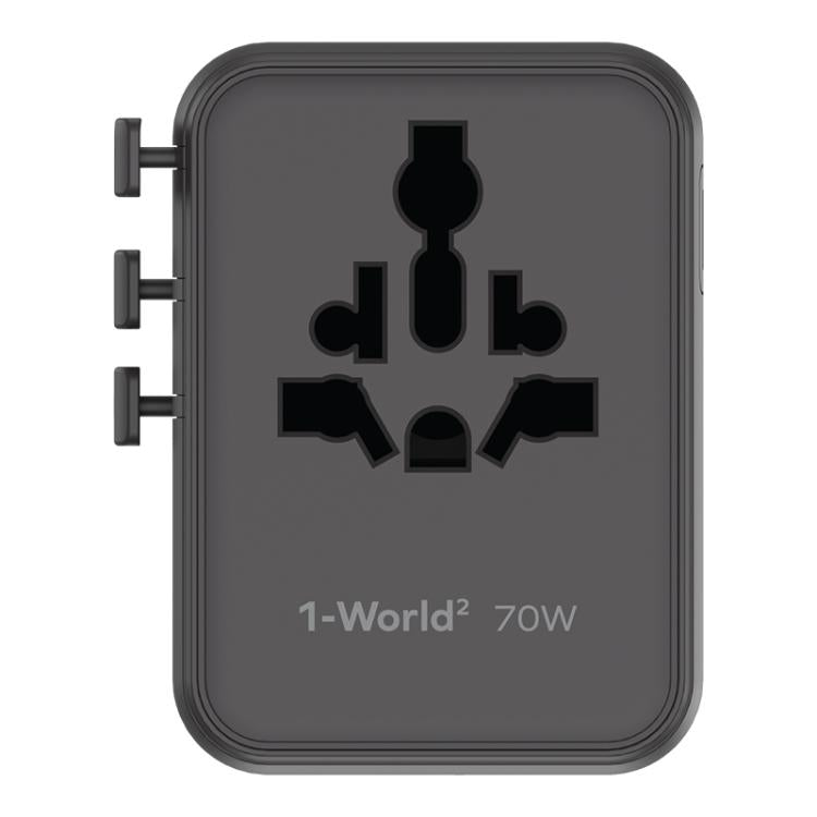 MOMAX UA22 1-World2 70W Dual AC Mini GaN Global Travel Fast Charging Socket, UA22(Black), UA22(Desert Gold)