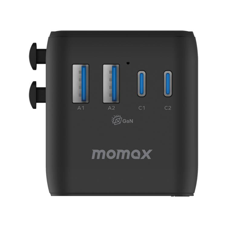 MOMAX UA22 1-World2 70W Dual AC Mini GaN Global Travel Fast Charging Socket, UA22(Black), UA22(Desert Gold)