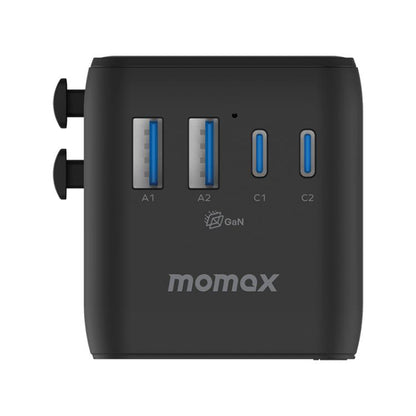 MOMAX UA22 1-World2 70W Dual AC Mini GaN Global Travel Fast Charging Socket, UA22(Black), UA22(Desert Gold)