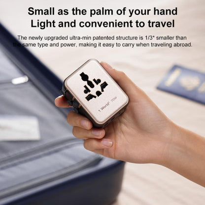 MOMAX UA22 1-World2 70W Dual AC Mini GaN Global Travel Fast Charging Socket, UA22(Black), UA22(Desert Gold)