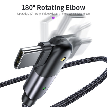 3A USB to USB-C / Type-C 180 Degree Rotating Elbow Charging Cable, 2m Type-C