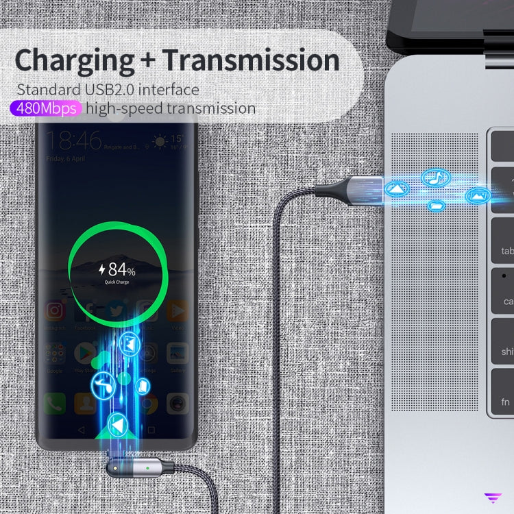 3A USB to USB-C / Type-C 180 Degree Rotating Elbow Charging Cable, 2m Type-C