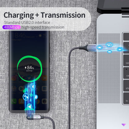 3A USB to USB-C / Type-C 180 Degree Rotating Elbow Charging Cable, 2m Type-C