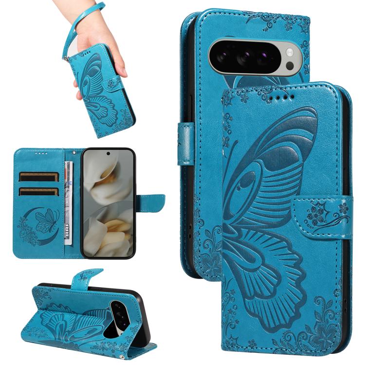 Swallowtail Butterfly Embossed Leather Phone Case, For Google Pixel 10a, For Google Pixel 10 Pro XL 5G Global, For Google Pixel 10 5G / 10 Pro 5G Global