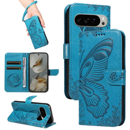 Swallowtail Butterfly Embossed Leather Phone Case, For Google Pixel 10a, For Google Pixel 10 Pro XL 5G Global, For Google Pixel 10 5G / 10 Pro 5G Global
