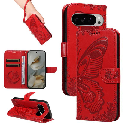 Swallowtail Butterfly Embossed Leather Phone Case, For Google Pixel 10a, For Google Pixel 10 Pro XL 5G Global, For Google Pixel 10 5G / 10 Pro 5G Global