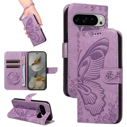Swallowtail Butterfly Embossed Leather Phone Case, For Google Pixel 10a, For Google Pixel 10 Pro XL 5G Global, For Google Pixel 10 5G / 10 Pro 5G Global