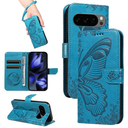 Swallowtail Butterfly Embossed Leather Phone Case, For Google Pixel 10a, For Google Pixel 10 Pro XL 5G Global, For Google Pixel 10 5G / 10 Pro 5G Global