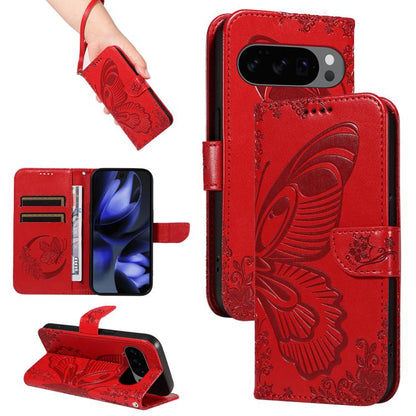 Swallowtail Butterfly Embossed Leather Phone Case, For Google Pixel 10a, For Google Pixel 10 Pro XL 5G Global, For Google Pixel 10 5G / 10 Pro 5G Global