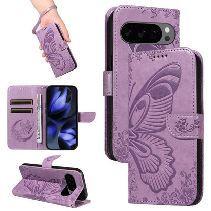 Swallowtail Butterfly Embossed Leather Phone Case, For Google Pixel 10a, For Google Pixel 10 Pro XL 5G Global, For Google Pixel 10 5G / 10 Pro 5G Global