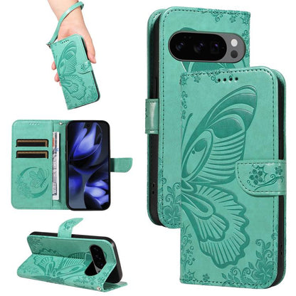 Swallowtail Butterfly Embossed Leather Phone Case, For Google Pixel 10a, For Google Pixel 10 Pro XL 5G Global, For Google Pixel 10 5G / 10 Pro 5G Global
