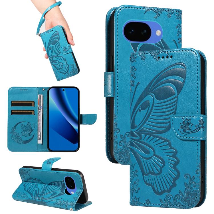 Swallowtail Butterfly Embossed Leather Phone Case, For Google Pixel 10a, For Google Pixel 10 Pro XL 5G Global, For Google Pixel 10 5G / 10 Pro 5G Global