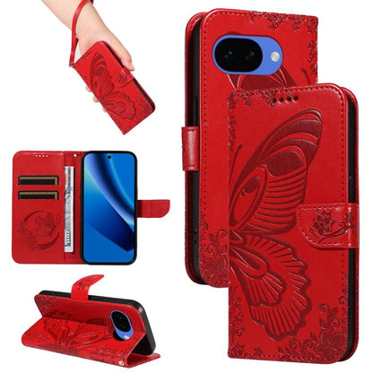 Swallowtail Butterfly Embossed Leather Phone Case, For Google Pixel 10a, For Google Pixel 10 Pro XL 5G Global, For Google Pixel 10 5G / 10 Pro 5G Global