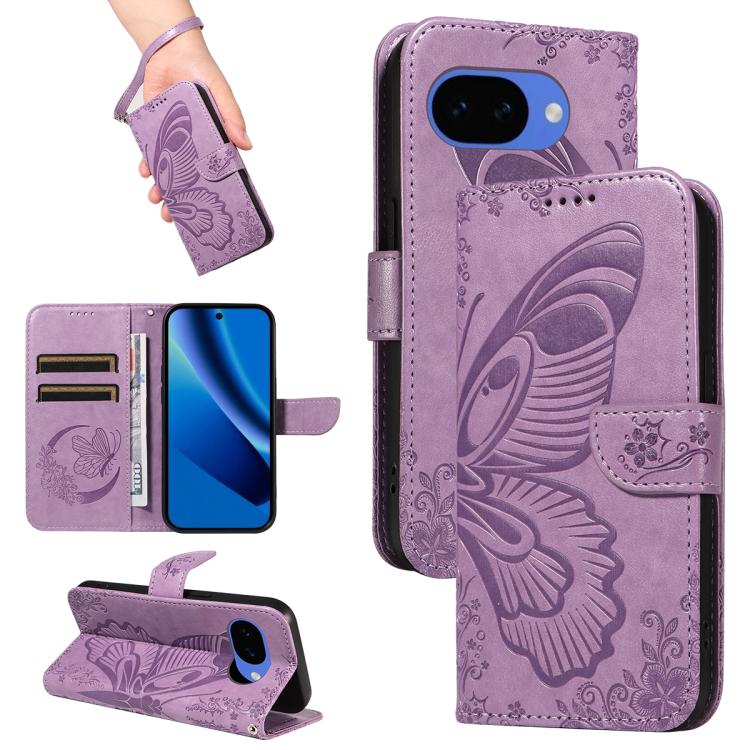 Swallowtail Butterfly Embossed Leather Phone Case, For Google Pixel 10a, For Google Pixel 10 Pro XL 5G Global, For Google Pixel 10 5G / 10 Pro 5G Global