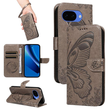 Swallowtail Butterfly Embossed Leather Phone Case, For Google Pixel 10a, For Google Pixel 10 Pro XL 5G Global, For Google Pixel 10 5G / 10 Pro 5G Global